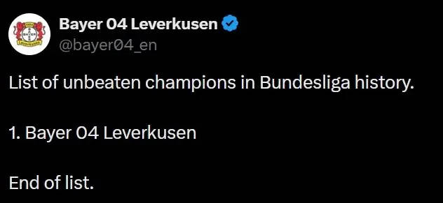 勒沃库森开心庆祝拜仁输球 药厂仍是德甲唯一不败冠军